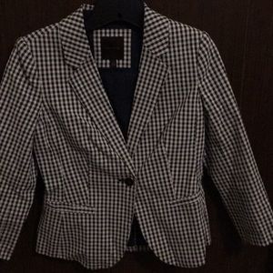 Three quarter length, gingham print jacket